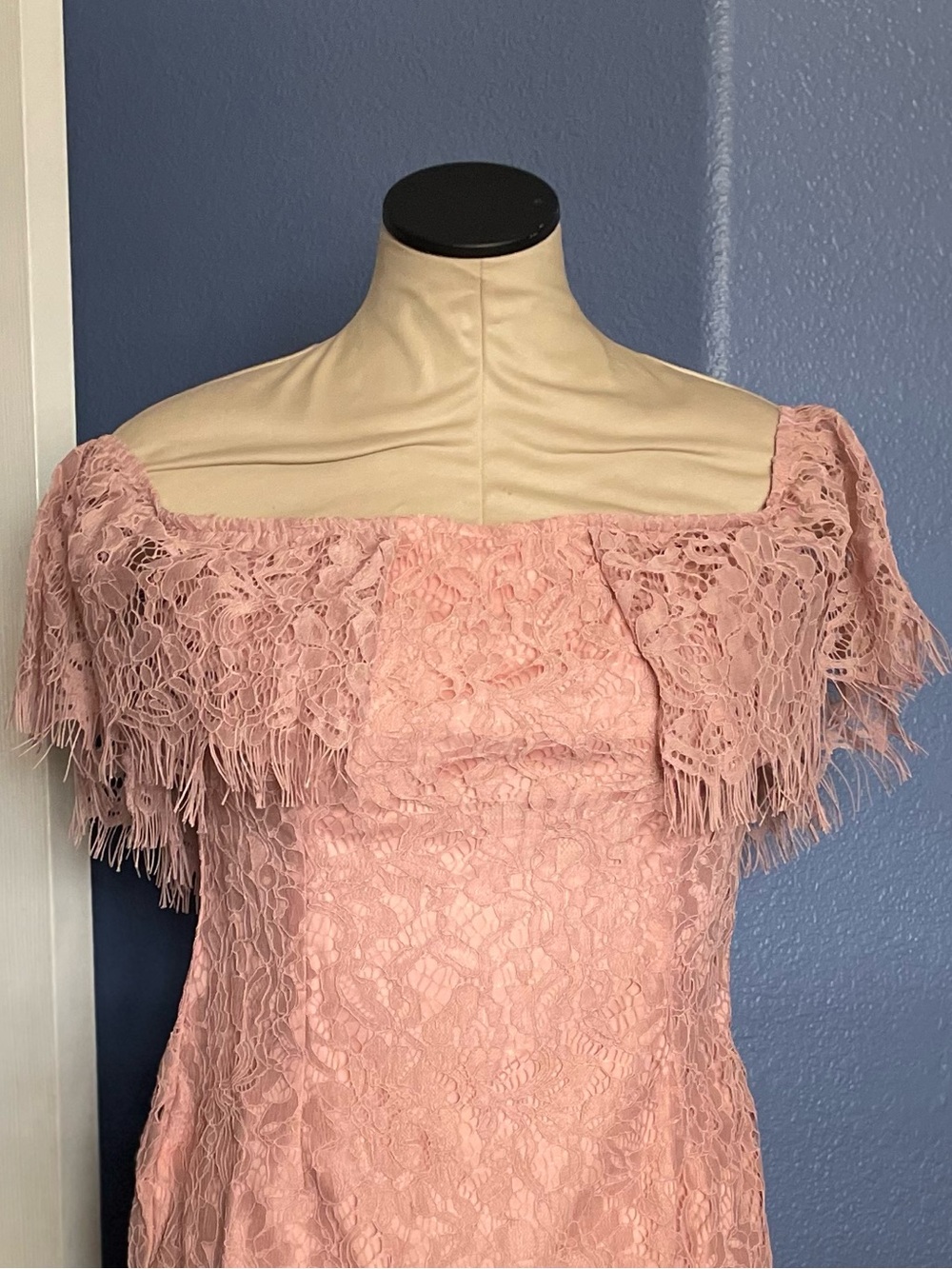 PrettyLittleThing Pink Lace Mini Bardot Dress - Picture 3 of 10